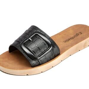 Slides Black Brown Open Toe Beach Shoes Casual Flip Flops Sandals Size 7 New
